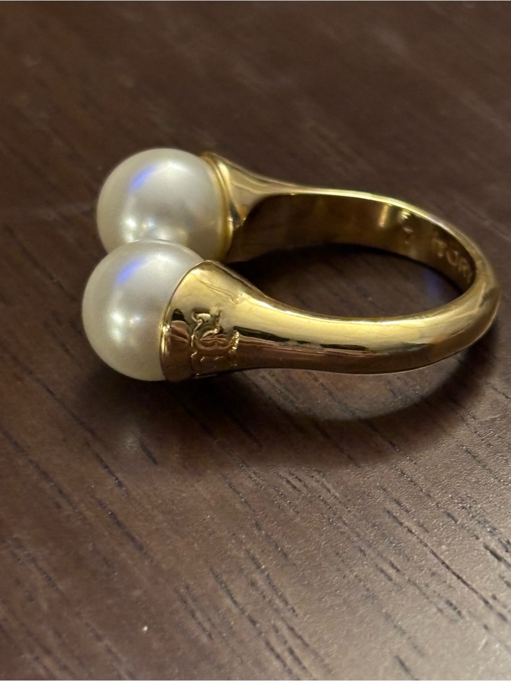 Tory Burch Gold Pearl Open Ring size 7 - Picture 6 of 7